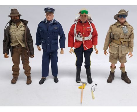 Palitoy Action Man vintage group of Action Figures, wearing modern 'Anniversary' (or similar) uniforms and accessories.&nbsp;