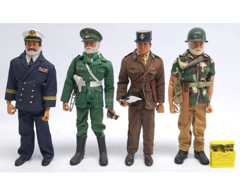 Action Man group of figures (heads have been re-flocked and custom painted), vintage bodies with reproduction heads, wearing 