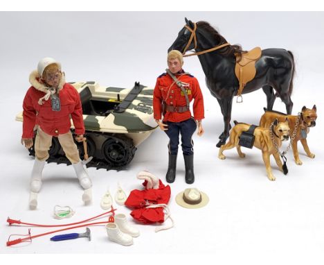 Action Man and Similar loose/unboxed group to include (1) Palitoy vintage flock head dressed figure with accessories; (2) #77