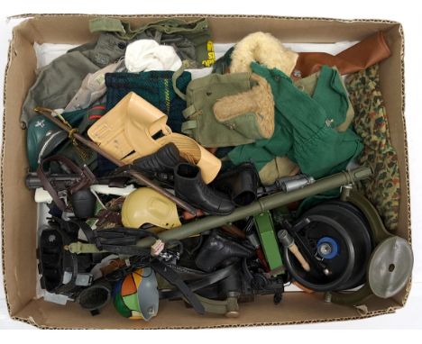 Action Man and Similar loose clothing/accessories to include guns, various part outfits, helmets/hats plus others - see photo