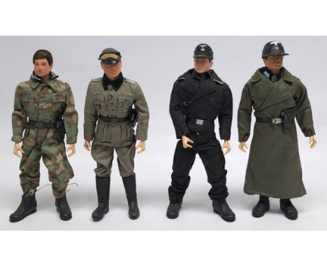 Palitoy Action Man vintage group of Action Figures, wearing 'kitbashed' Dragon (or similar) German Forces uniforms and access