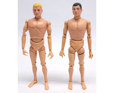 Palitoy Action Man vintage pair of painted hair, plastic hand figures/loose/undressed, generally Fair to Good (some cracks on