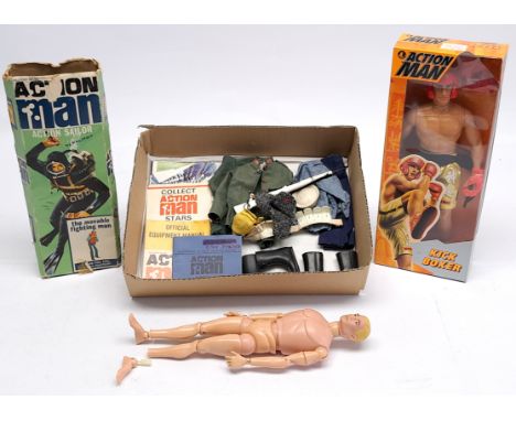 Palitoy/Hasbro Action Man vintage/modern group to include (1) Palitoy loose painted head figure - 1 foot has detached - Fair;