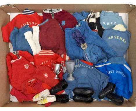 Palitoy Action Man vintage loose Sports related clothing/accessories to football shirts, shorts, socks, jackets, boots, plus 