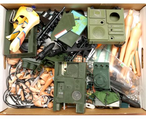 Action Man vintage loose/unboxed parts to include Helicopter parts, Field Radio's, action figure body parts, plus others - id