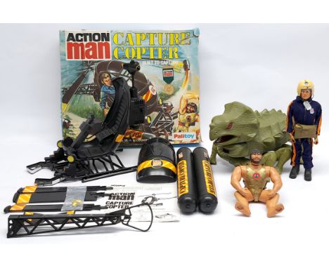 Palitoy Action Man vintage group to include (1) loose/unboxed flock head dressed figure with accessories; (2) boxed #34731 Ca
