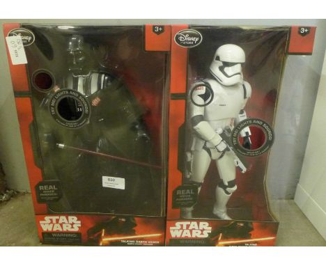Two Star Wars talking figures, Darth Vader and First Order Stormtrooper, boxed 