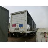 York 30 tonne 2 axle curtain side trailer, curtain missing.