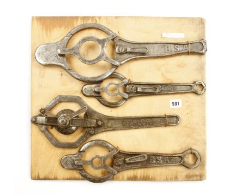 Four unusual hub? wrenches by BSA(2) DAMLIER and DUNLOP G 