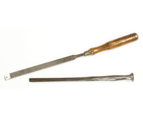 A wheelwright's  bruzz and a long firmer chisel by J.FROST G