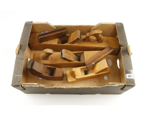 A jack and try plane by GRIFFITHS, smoother by ATKIN, another and two sash templates G+ 