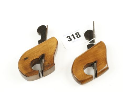 Two boxwood miniature compass planes with ebony wedges 2 5/8" long G+ 