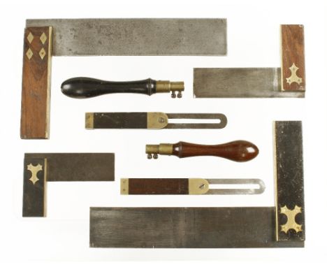 Eight ebony or rosewood and brass bench tools by J.FROST Norwich as illustrated G+