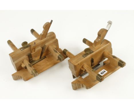 An unused matching pair of beech plough and boxwood soled sash fillister by GREENSLADE Bristol and a roll of 8 plough irons F