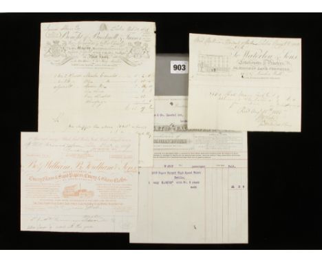 Four invoices; Brecknell &amp; Turner sealing wax soaps etc with Trade card on the back 1821, Leadbetter &amp; Scott files an