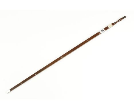 A fine early Dutch clothiers 27" mahogany ell with decoratively turned handle and Mother of Pearl fittings F