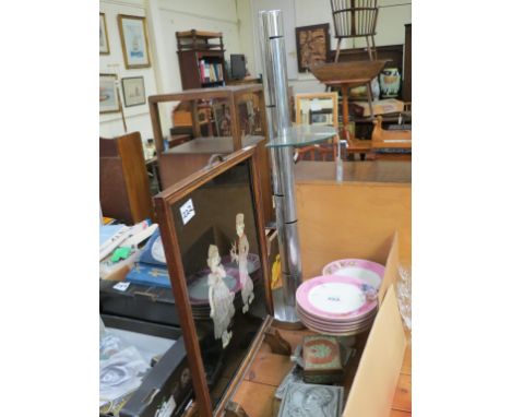 A Multiform chromium display stand, set of Russian commemorative coins, cast aluminium Officer's Mess ashtray, French porcela