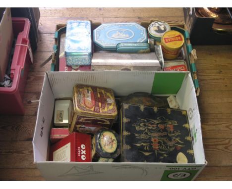 A large collection of vintage tins