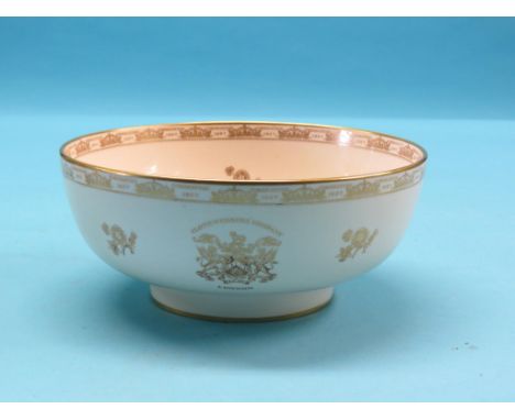 A Spode royal commemorative bowl, 1937, with gilded detail and printed portrait group, 9in. 