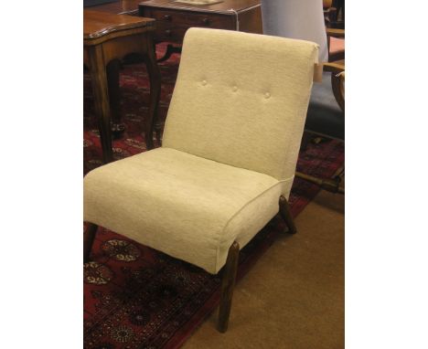 Ernest Race (1913-64), contemporary-style upholstered chair, on dark-stained beech legs, recently re-covered in a pale green 
