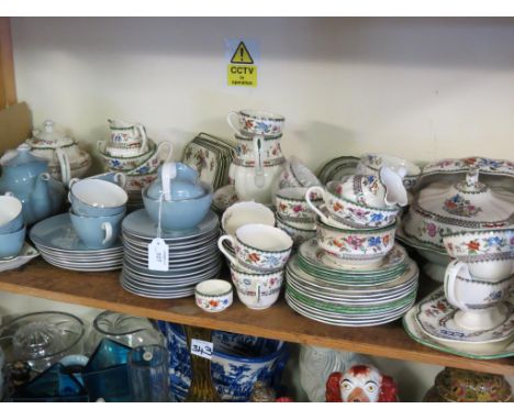 A matched Copeland Spode table service, dinner and tea ware, Chinese Rose pattern, and a Royal Doulton tea service, Forest Gl