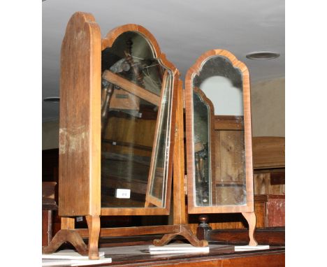 A mahogany framed triple dressing table mirror