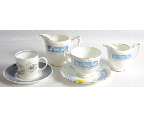 A Coalport "Revelry" pattern part tea service, thirty-four pieces approx, and six Susie Cooper "Glen Mist" coffee cans and sa