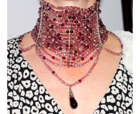 A Christian Dior Boutique white metal and amethyst coloured "Masai" choker necklace