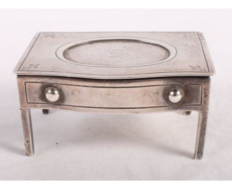 A novelty silver trinket box in the form of a side table