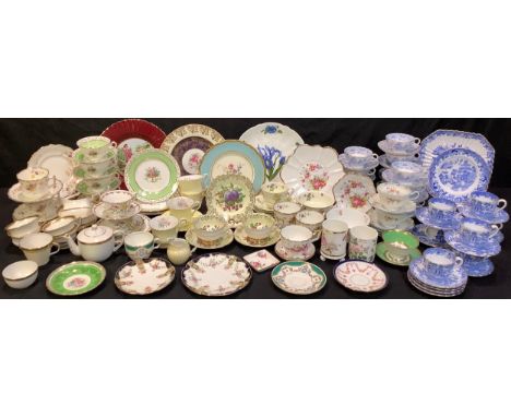 An early 20th century Copeland's China willow pattern part tea service; other teaware including Paragon, Aynsley, Foley, etc,