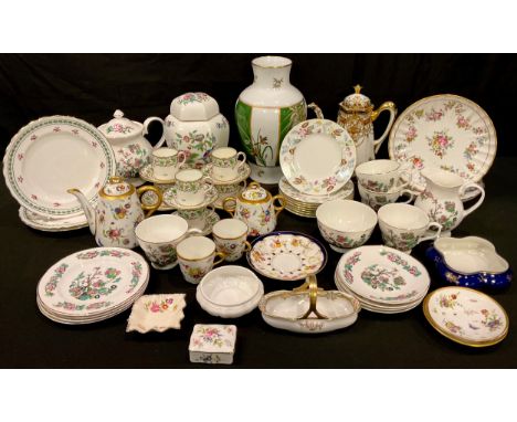 Ceramics - a 19th century part bachelor's tea service, decorated with insects and flowers, marked Worcester; a set of six All