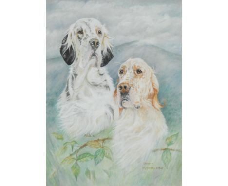 P.G. Yardley (late 20th century)Double-Canine Portrait, Mitch and Oscarsigned, titled, and dated 1987, watercolour, 29cm x 21