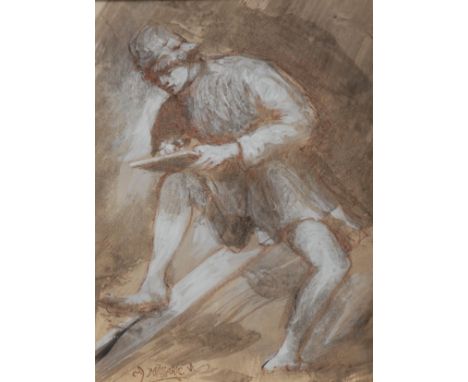 Massaric (early 20th century) Portrait of an Artist, in the 18th century taste signed, watercolour and gouache, 25cm x 18cm 