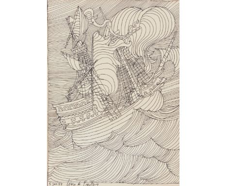 Lima de Freitas (1927-1998)UntitledPen on paperSigned and dated 5 January 195716,5x12 cm
