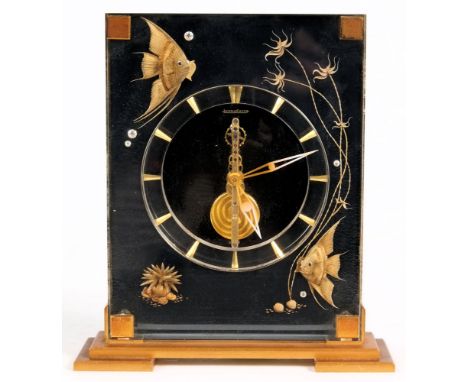 Jaeger-LeCoultre, a timepiece mantel clock: the straight-line eight-day duration timepiece movement having a lever escapement