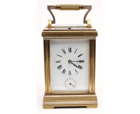 An Anglaise French Victorian grande-sonnerie carriage clock: the eight-day duration movement having a replaced platform lever