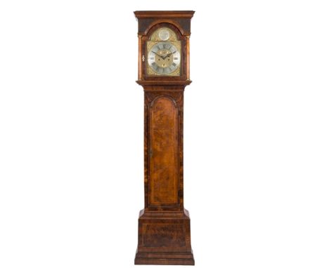 John Sampson, Truroe, a walnut longcase clock: the eight-day duration, five-pillar movement striking the hours on a bell, the