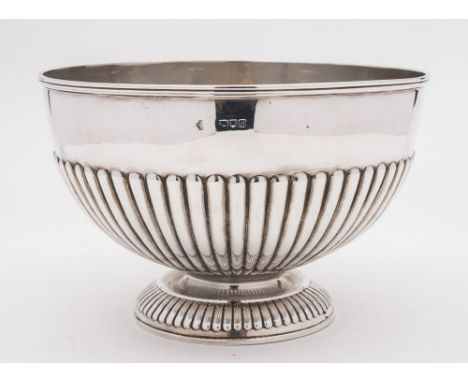 A Victorian silver bowl, maker William Hutton & Sons Ltd, London, 1899: of plain circular form with half-reeded decoration ra