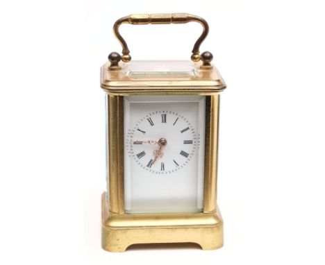 A French miniature corniche carriage clock: the eight-day duration timepiece movement having a platform lever escapement, the
