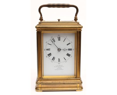 Drocourt, Paris for J.W. Benson, a gorge carriage clock: the eight-day duration movement having a replaced platform lever esc