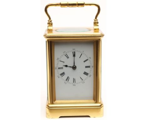 Drocourt, Paris, a corniche carriage clock: the eight-day duration movement having a platform lever escapement and striking t