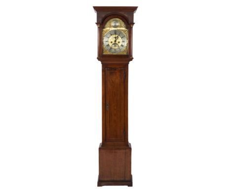 Jas. Coffin, Barnstaple, a mahogany longcase clock: the eight-day duration movement striking the hours on a bell, the twelve-