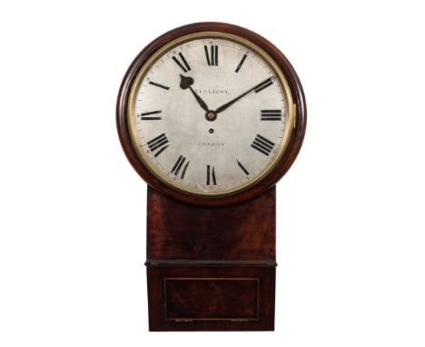 Vulliamy, London, a mahogany drop-dial wall clock: the eight-day duration timepiece fusee movement having maintaining power, 