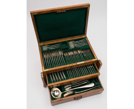 An Edward VII silver Rat Tail pattern flatware service, maker James Wakely & Frank Clarke Wheeler, London, 1903: monogrammed,