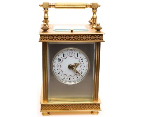 E. Maurice & Co, Paris, a French Anglaise carriage clock: the eight-day duration movement having a replaced platform lever es