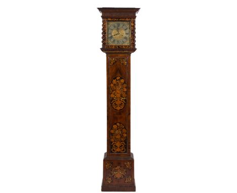 John Ebsworth, London, a marquetry longcase clock: the associated eight-day duration movement having finned pillars and strik