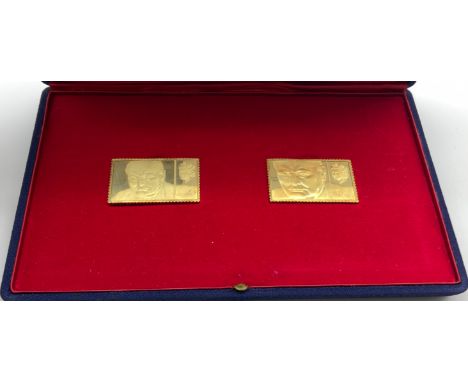 1965 18 CARAT GOLD SIR WINSTON CHURCHILL STAMP MEDALLIONSREVERSE TEXT:REPLICA IN 18 CARAT GOLDOF THE SIR WINSTON CHURCHILL CO