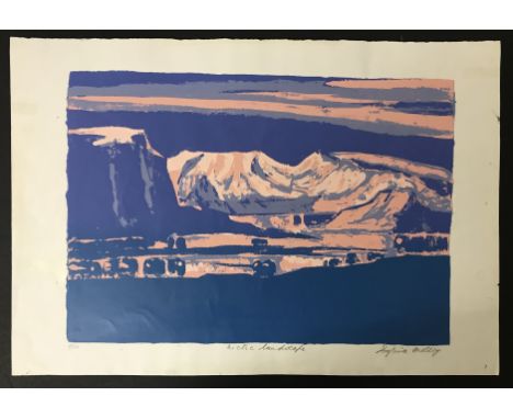 SYLVIA MOLLOY SIGNED LIMITED EDITION OF SCREENPRINT ARCTIC LANDSCAPE