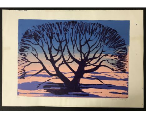 SYLVIA MOLLOY SIGNED LIMITED EDITION OF SCREENPRINT LONE TREE