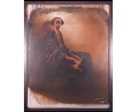 Philippe Garel b1945. French. Substantial oil on canvas. “Portrait of an African Woman”. Signed and dated 86 side left.Measur
